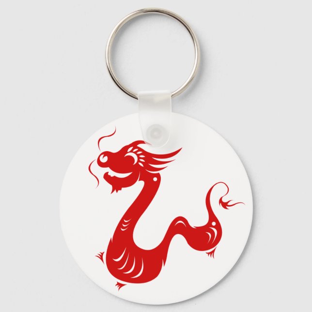 PORTE-CLÉS ILLUSTRATION DE PAPERCUT CHINOIS ZODIAC DRAGON (Recto)