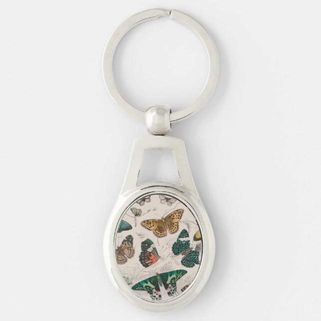 Porte-clés Illustration de papillon antique : 1820 Orfèvre (Devant)