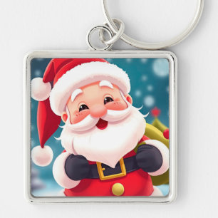 Porte-clés Illustration de Père Noël joyeux célébrant