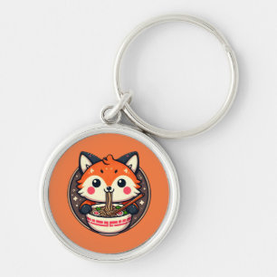 Porte-clés Illustration de Ramen Fox pour Merch Design