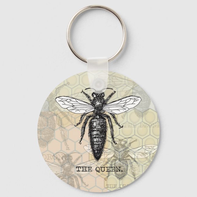 Porte-clés Illustration de reine abeille insecte (Recto)
