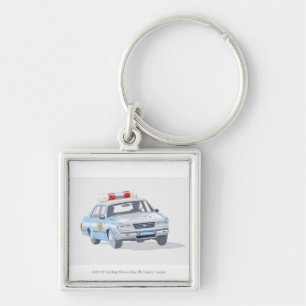 Porte-clés Illustration de voiture de police avec deux