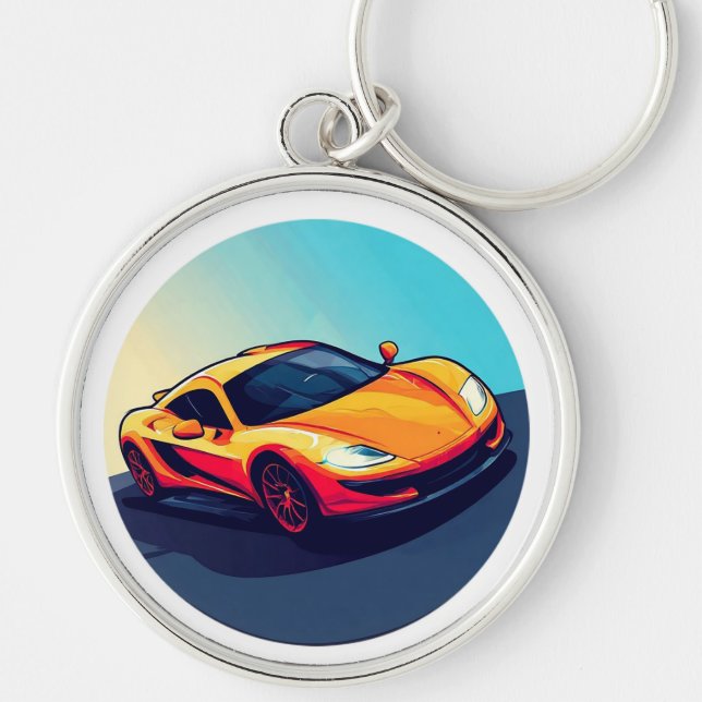 Porte-clés Illustration de voiture de sport stylisée (Devant)