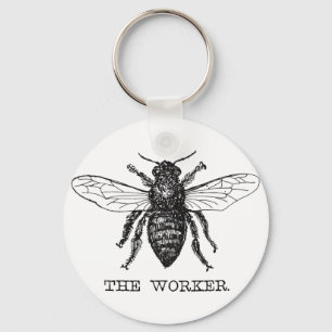 Porte-clés Illustration de Worker Bee Bumblebee Honey Antique