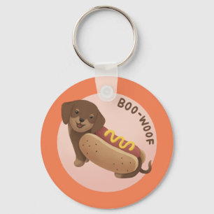 Porte-clés Illustration d'Halloween : Boo-Woof (Dachshund)