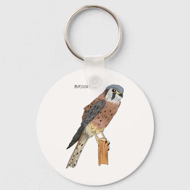 Porte-clés Illustration d'oiseau américain Kestrel (Recto)