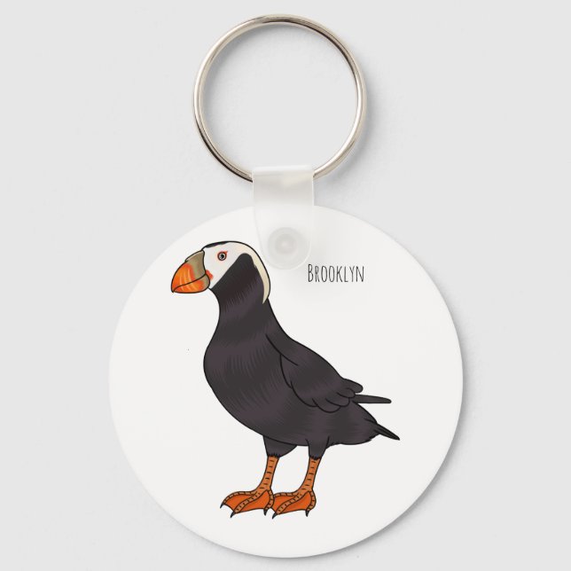 Porte-clés Illustration d'oiseau bouffon touffu (Recto)