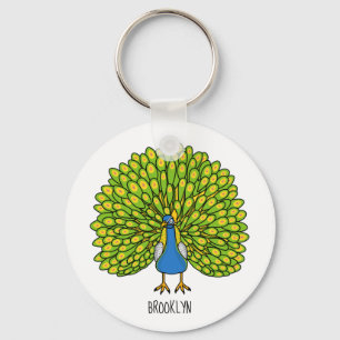 Porte-clés Illustration d'oiseau de paon brillant