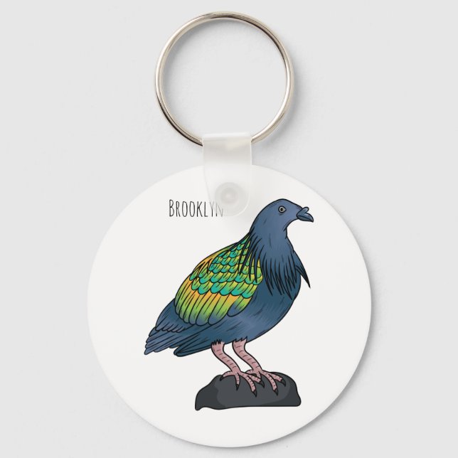 Porte-clés Illustration d'oiseau de pigeon de Nicobar (Recto)