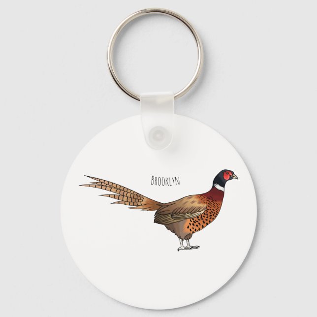 Porte-clés Illustration d'oiseau faisan à cou circulaire (Recto)