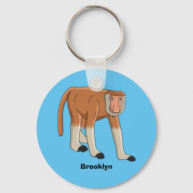 Porte-clés Illustration drôle de singe proboscis (Recto)