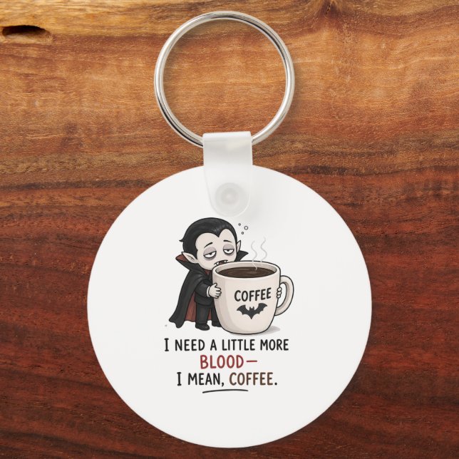 Porte-clés Illustration drôle de vampire café Halloween (Recto)
