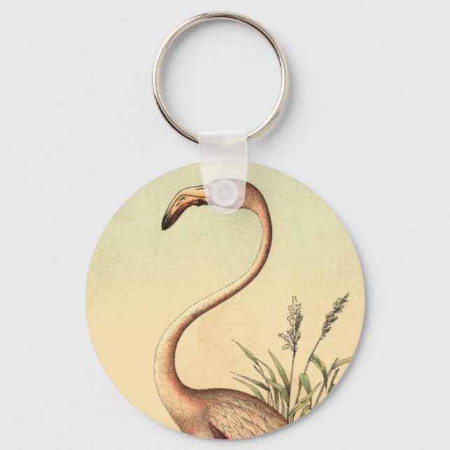Porte-clés Illustration du Flamant rose rose vintage (Recto)