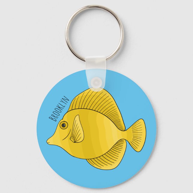 Porte-clés Illustration du poisson-tang jaune (Recto)