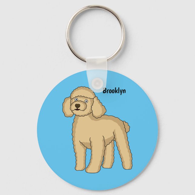 Porte-clés Illustration d'un caniche brun joyeux (Recto)