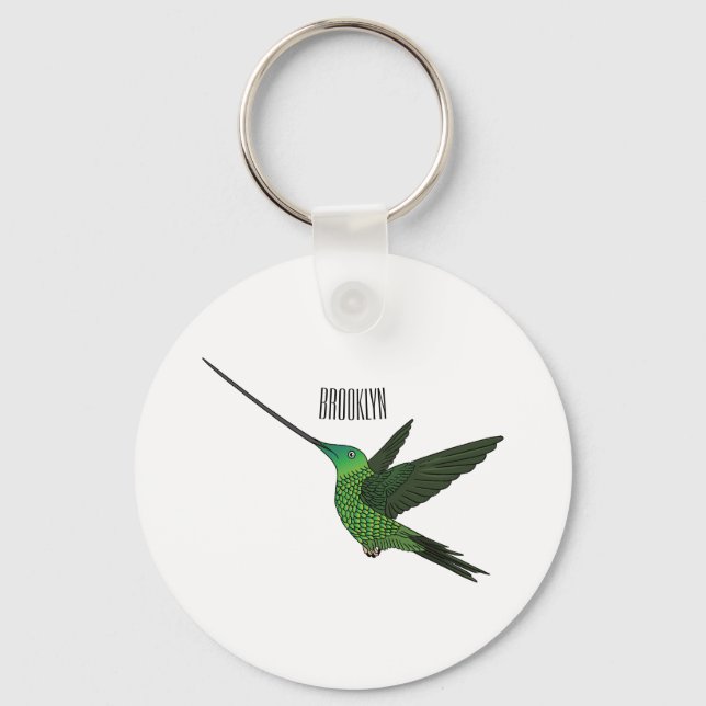 Porte-clés Illustration d'un colibri à bec épée (Recto)