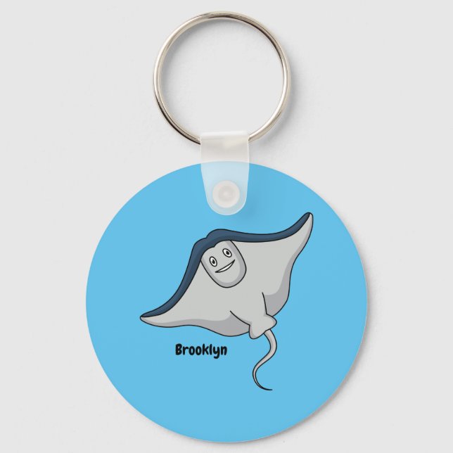 Porte-clés Illustration d'une caricature de poisson stingray (Recto)