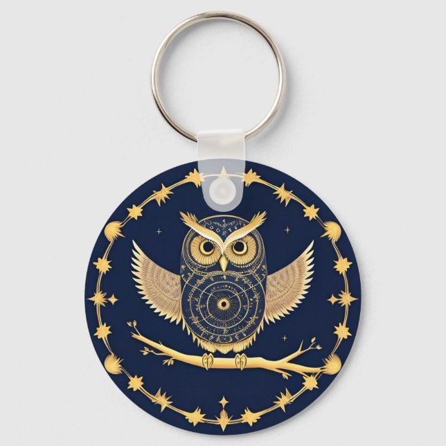 Porte-clés Illustration élégante de hibou nocturne (Recto)