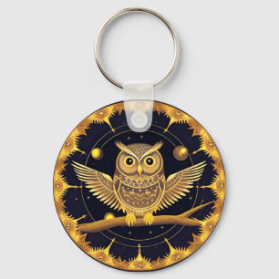 Porte-clés Illustration élégante de hibou nocturne