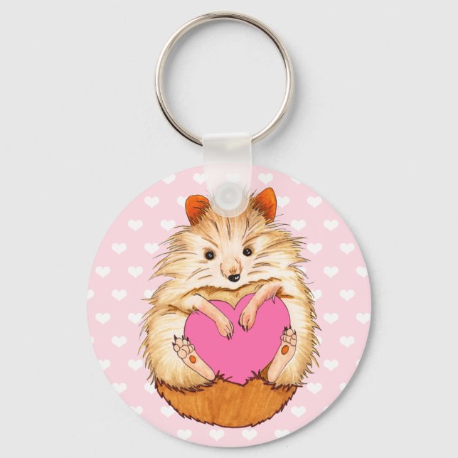 Porte-clés Illustration et coeurs d'un hamster adorable (Recto)