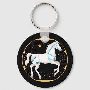 Porte-clés Illustration géométrique abstraite de cheval blanc