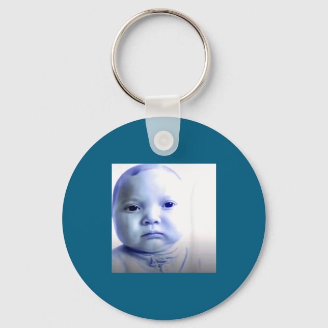 Porte-clés Illustration graphique de mème de bébé IA drôle (Recto)