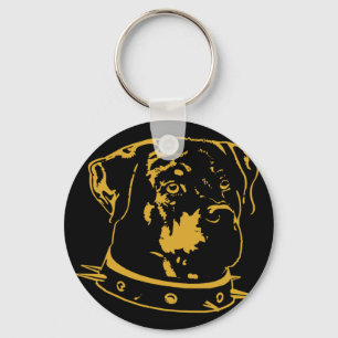 Porte-clés Illustration jaune de rottweiler