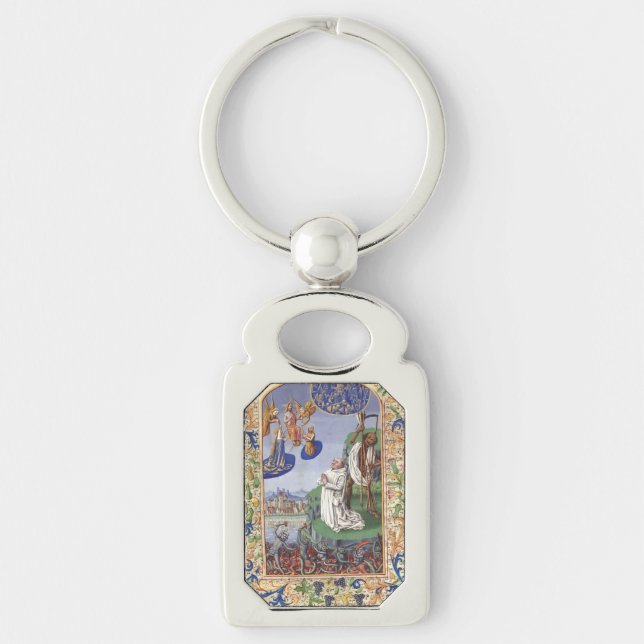 Porte-clés Illustration médiévale de saint Bernard de Clairva (Devant)