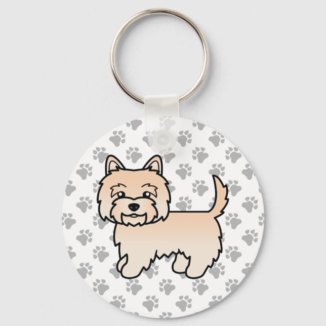 Porte-clés Illustration mignonne de chien Cairn Terrier crème (Recto)