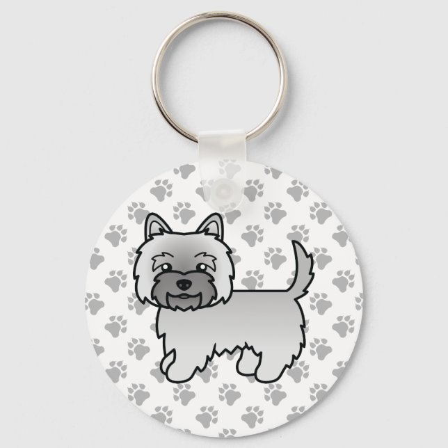 Porte-clés Illustration mignonne de Terrier Cairn Gris & Patt (Recto)