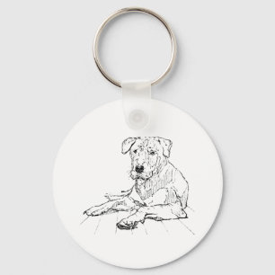 Porte-clés Illustration minimaliste de l'amour pour les chien