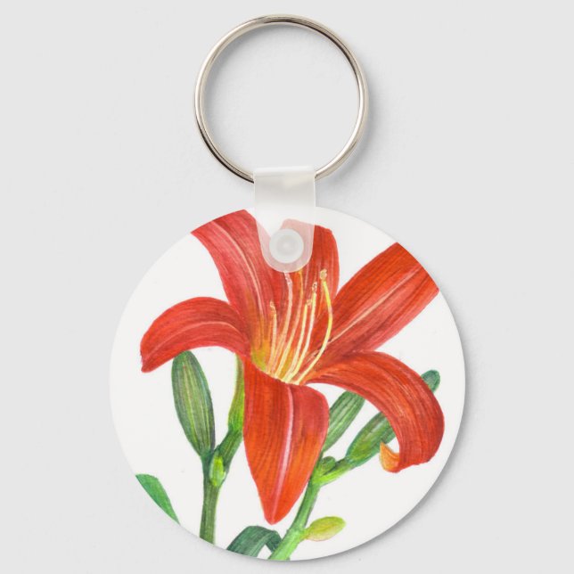 Porte-clés Illustration Orange Lily Botanical (Recto)