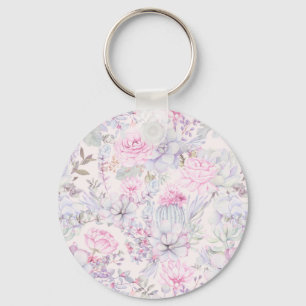 Porte-clés Illustration rose florale Succulent Motif d'été