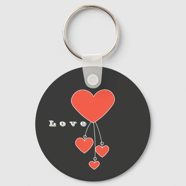 Porte-clés Illustration simple avec le coeur écarlate "Amour" (Recto)