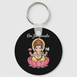 Porte-clés Illustration spirituelle Ganesha Lotus disant Om J