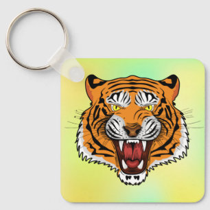 Porte-clés Illustration Tête de Tigre Féroce-24327