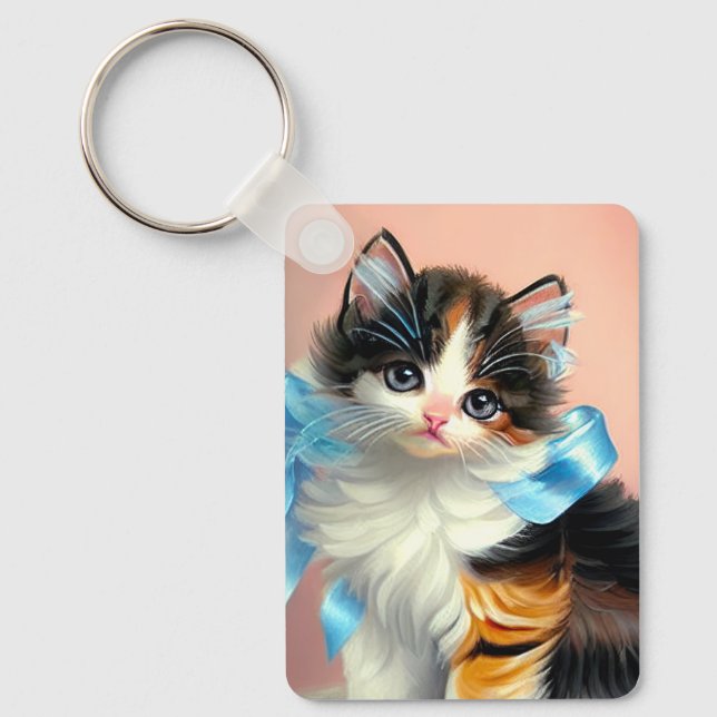 Porte-clés Illustration vintage Calico Kitten (Recto)