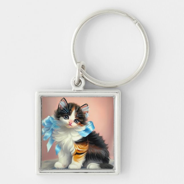 Porte-clés Illustration vintage Calico Kitten (Devant)