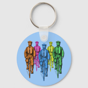 Porte-clés Illustration vintage de Cinq Fellas sur Vélos