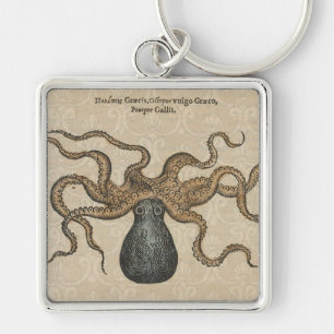 Porte-clés Illustration vintage de la pieuvre Kraken