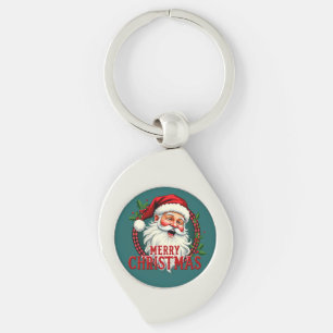 Porte-clés Illustration vintage de Noël avec le Père Noël