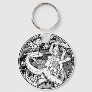 Porte-clés illustration vintage du dragon mythique