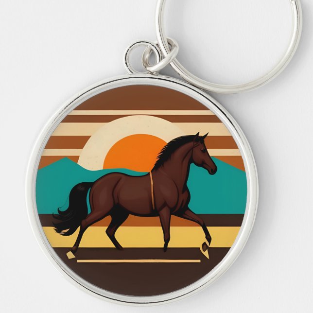Porte-clés Illustration vintage d'un cheval (Devant)