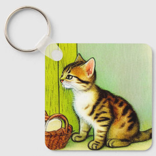 Porte-clés Illustration vintage Tabby Cat