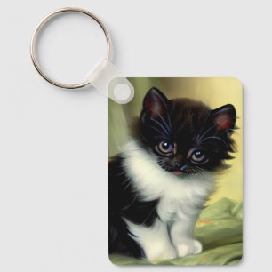 Porte-clés Illustration vintage Tuxedo Kitten