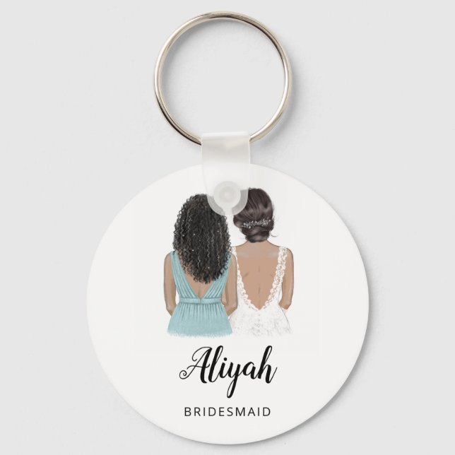 Porte-clés Illustration will you be my bridesmaid keyring (Recto)
