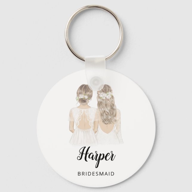 Porte-clés Illustration will you be my bridesmaid keyring (Recto)