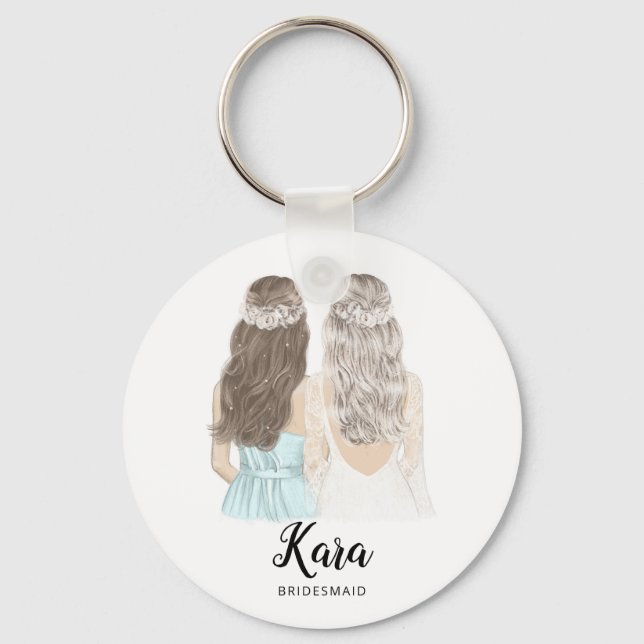 Porte-clés Illustration will you be my bridesmaid keyring (Recto)