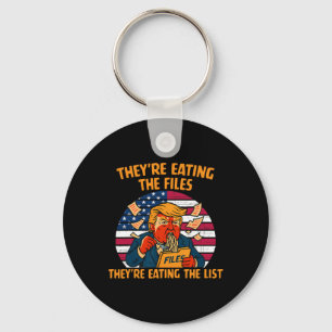 Porte-clés Ils mangent les fichiers drôle Trump Design