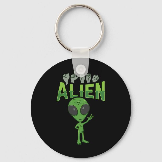 Porte-clés Ily Alien Asl Hand Gesture Deaf Hearing Loss Aware (Recto)